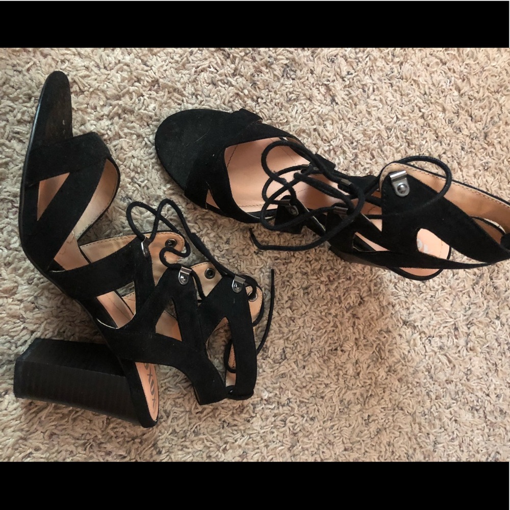 Black strappy heels